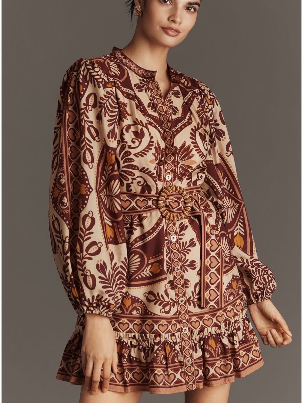 Farm Rio x Anthropologie Long-Sleeve Mini Swing Dress